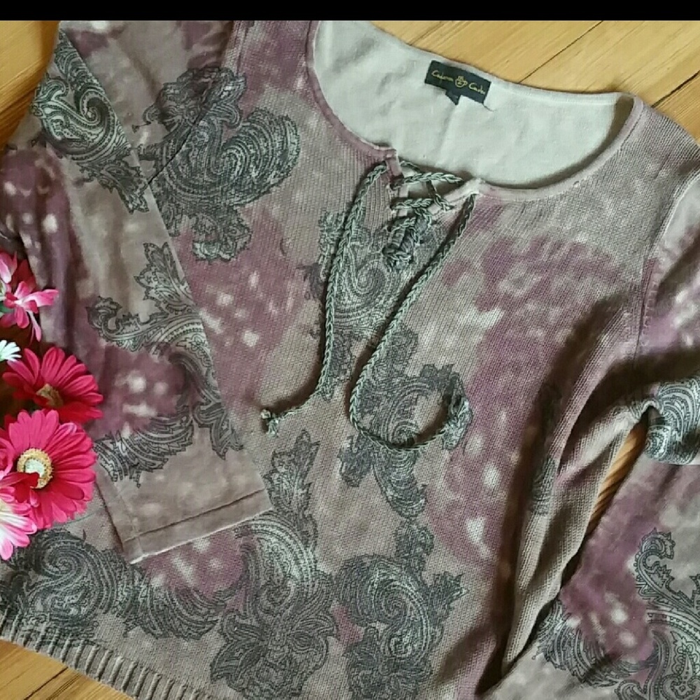 Lightweight lace up sweater